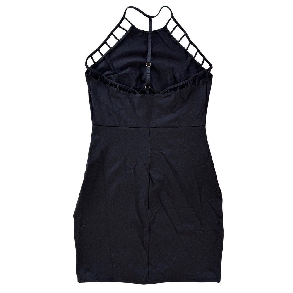Free People Black Cutout Halter Mini Dress Strappy Open Back Bodycon - Picture 3 of 7